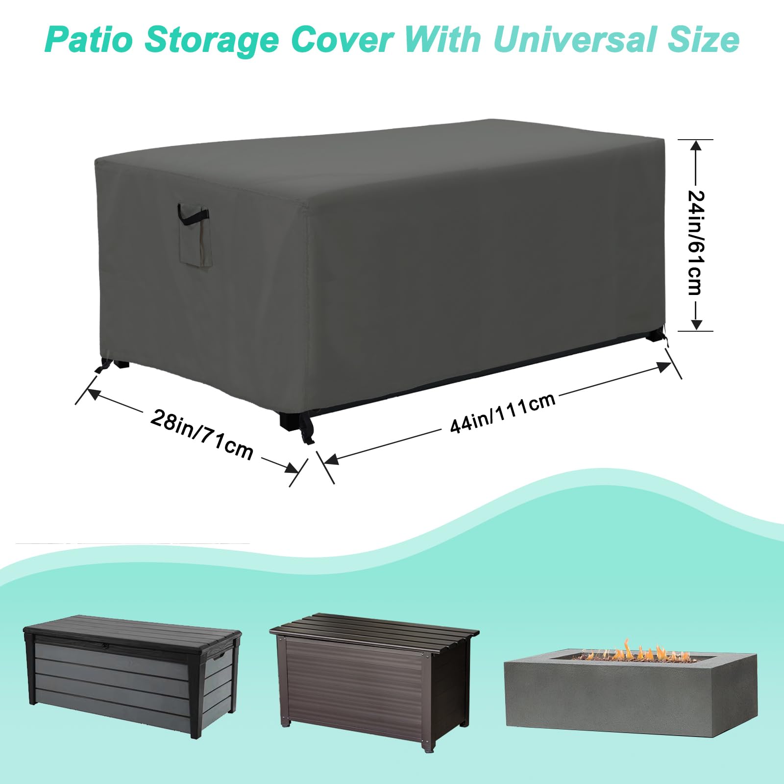 ABCCANOPY Deck Box Cover Outdoor Large Storage Box Cover Universal Outdoor Furniture Cover Waterproof and Dustproof Winter Protection 44x28x24 Grey