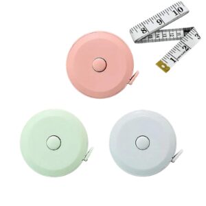 3 pack tape measures retractable measuring tape for body, 60-inch 1.5 meter dual sided flexible ruler for craft fabric cloth sewing tailor weight loss body measuring tape (macaron blue, pink, green)