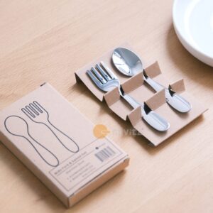 M.Vita Montessori Nido Stainless Steel Flatware for Baby Toddler Fork and Spoon Set