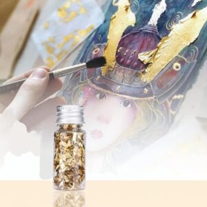 Lwuey Gold Leaf Makeup, Edible Flakes Goldlen Toppers Gilding Paper Bottles Imitation Metallic Decoration Drink Cooking Chocolates Cakes Drinks Baking Dessert Cupcake Steak Food Spa Home 2PCS