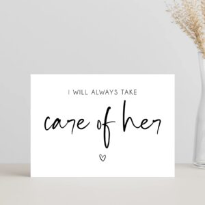 I Will Always Take Care Of Her Wedding Day Card To Parents In Law - Mother In Law Gift - Father Of The Bride Gifts - Mother Of The Bride