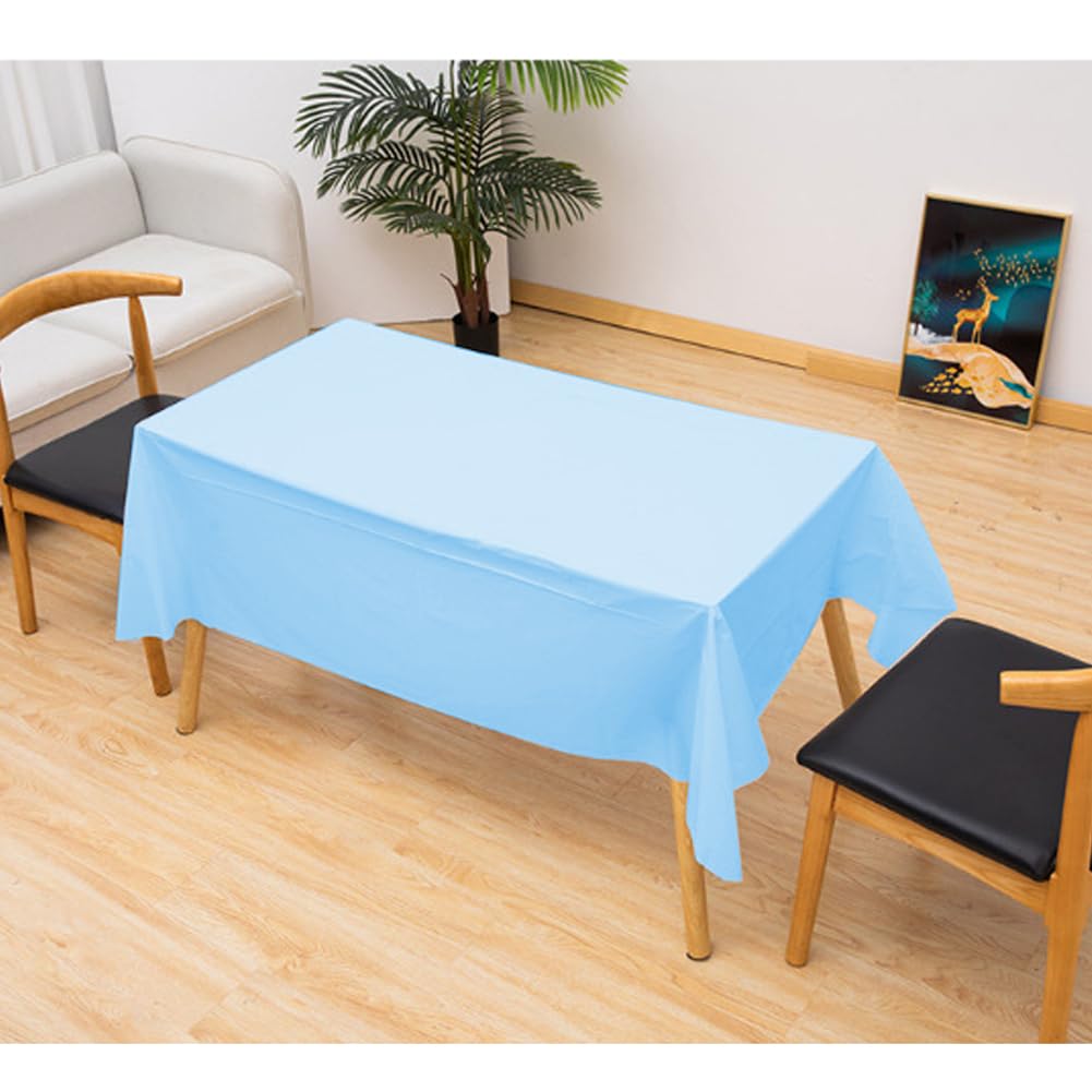 Siencooray Light Blue Disposable Plastic Tablecloth, 2 Pack 54"x 108" Rectangle Table Covers for Parties, Events, Weddings, Indoors and Outdoors