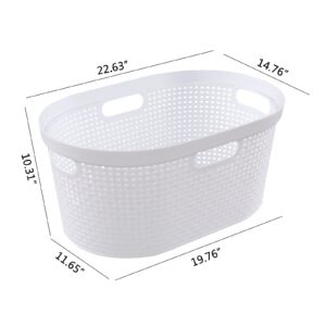 Vcansay 42 L Hip Hugger Laundry Basket, White Plastic Dirty Clothes Basket, 4-Pack