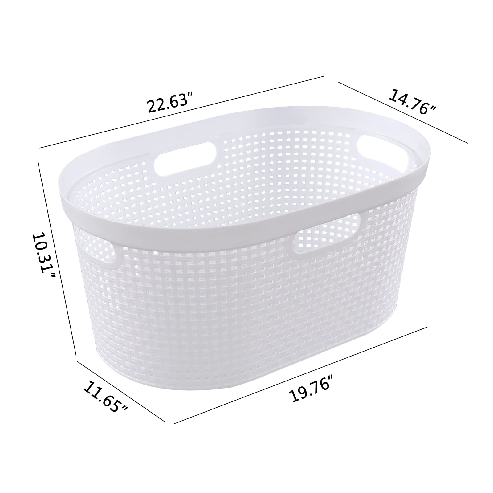 Vcansay 42 L Hip Hugger Laundry Basket, White Plastic Dirty Clothes Basket, 4-Pack