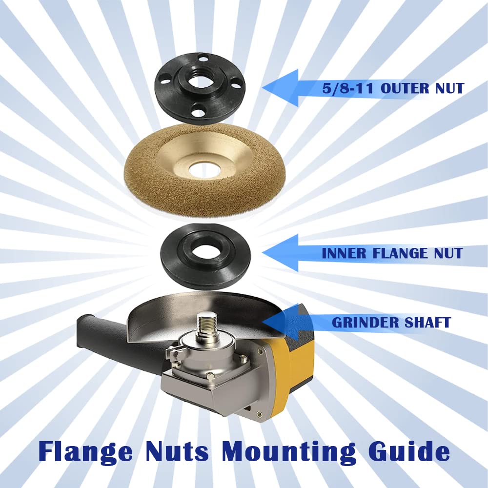 4PCS 5/8 Angle Grinder Outer Lock Nut 2 Pack Flange Nuts for Compatible with 5/8"-11 Dewalt Bosch Black Decker Makita HE001-2