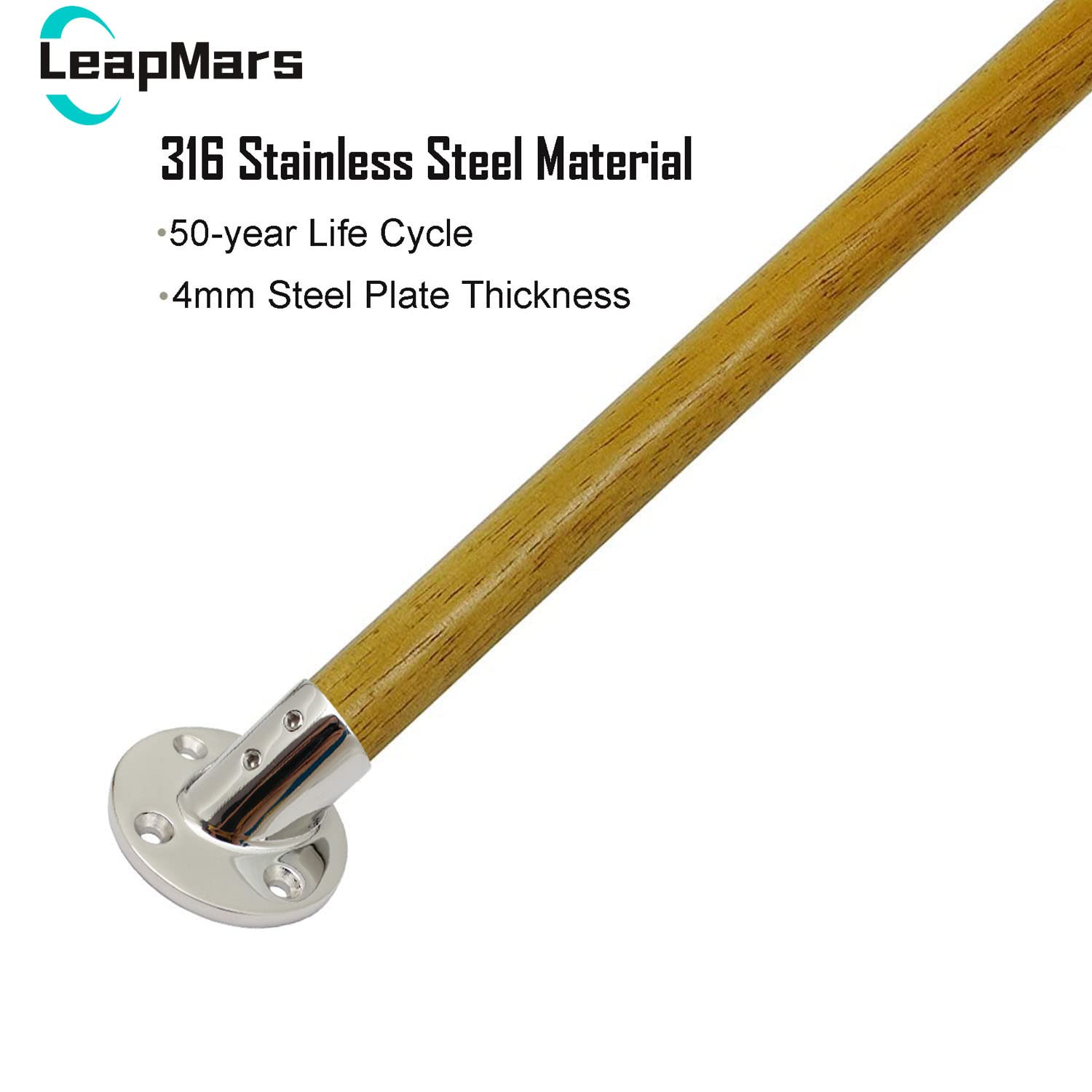 LeapMars Broom Handle Bracket,Multiple Mounting Options Broom Handle Threaded End,316 Stainless Steel Material Metal Brackets,Broom Head Bracket for 0.86/0.98in Wooden Handle (22MM/0.86IN)