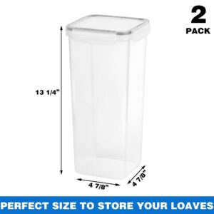 Tiawudi 2 Pack Bread Box, Plastic Bread Container, Bread Storage for Kitchen Counter, Bread Keeper with Airtight Lid, Tall Bread Saver, Sandwich Bread Holder, 5.6 Qt / 5.3L Each