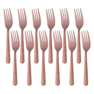 tupmfg salad forks set of 12, 6.2 inch stainless steel dessert forks, silverware flatware forks, appetizer forks with clean lines handle for tastings cake fruit, dishwasher safe- rose gold