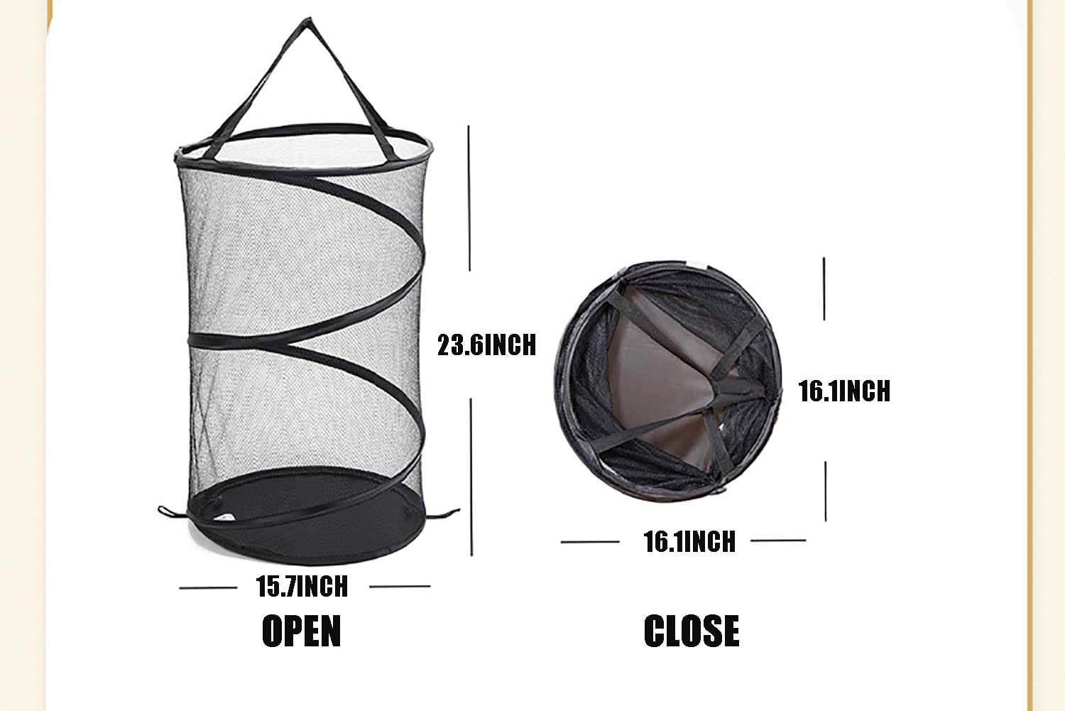 Kamuavni Pop Up Laundry Basket Round Mesh Dirty Clothes Basket Clear Net Laundry Pop Up Circular Collapsible Round Mesh Laundry Baskets 15.7 * 24inch