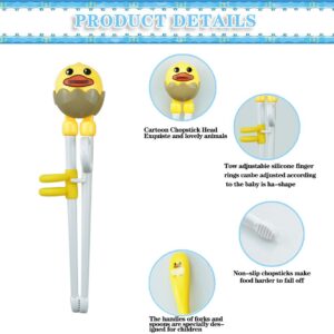 Quimoy 2 Pairs Kids Chopsticks, Training Chopsticks for Kids, Cute Animal Cartoon Design Chopsticks for Learning and Training -Yellow Tiger & Blue Elephant