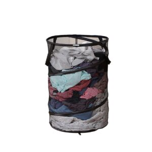 Kamuavni Pop Up Laundry Basket Round Mesh Dirty Clothes Basket Clear Net Laundry Pop Up Circular Collapsible Round Mesh Laundry Baskets 15.7 * 24inch