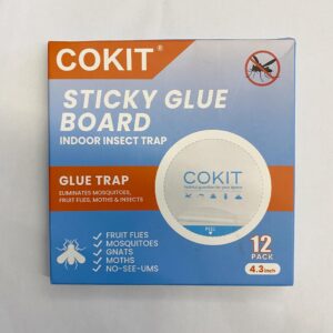 COKIT 12 Packs Glue Pads Flying Insect Trap Refill Indoors Bug Catcher Replacement Sticky Glue Boards for Gnats, Mosquitoes, Fruit Fly Traps Refills Glue Cards 4.3 Inches