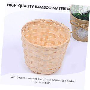 Toyvian 5pcs Woven Basket Storage Basket Woven Bucket Rattan Makeup Basket Small Wicker Baskets Flower Seagrass Belly Basket Wood Chip Basket Woven Cube Candy Bowl Wooden Doll House Round