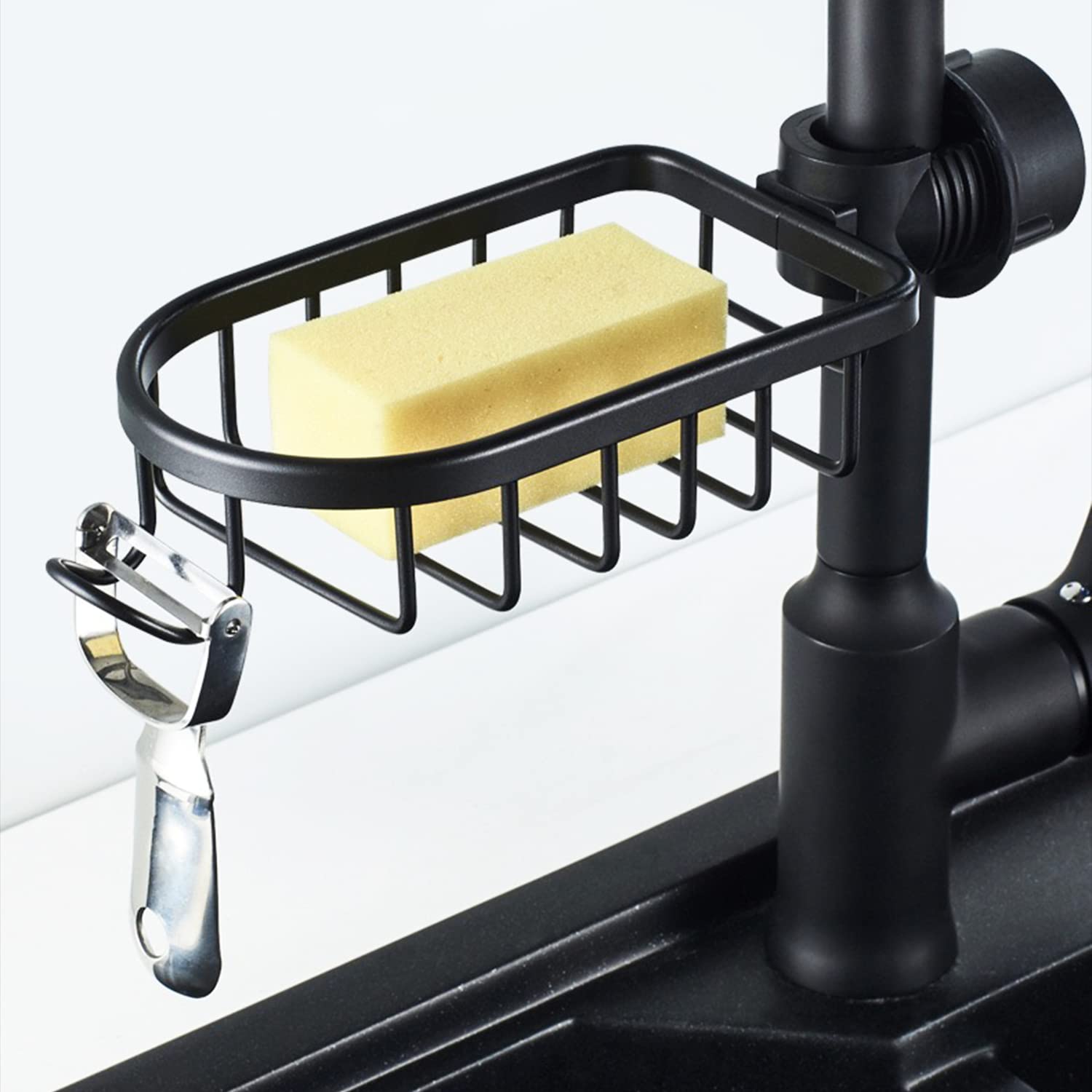 Tfulad Sponge Holder Over Faucet Kitchen Sink Caddy Organizer, Stainless Steel Faucet Rack for Soap, Shampoo, Shower Caddy Shelf，Scrubbers