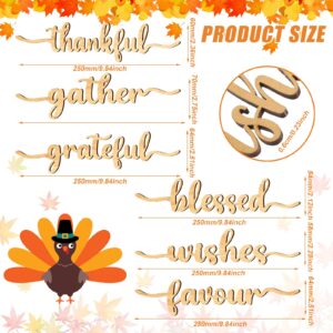 12 Pieces Thanksgiving Wood Word Cutout Thankful Plate Signs Grateful Blessed Gather Sign Thanksgiving Place Sign Thankful Plate Cutout Thanksgiving Sign for Table Home Dinner Party