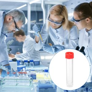 PATIKIL 20mL Plastic Test Tubes, 20 Pack Frozen Test Tube Vial Container Storage Screw Cap for Lab Laboratory Science, Red Clear