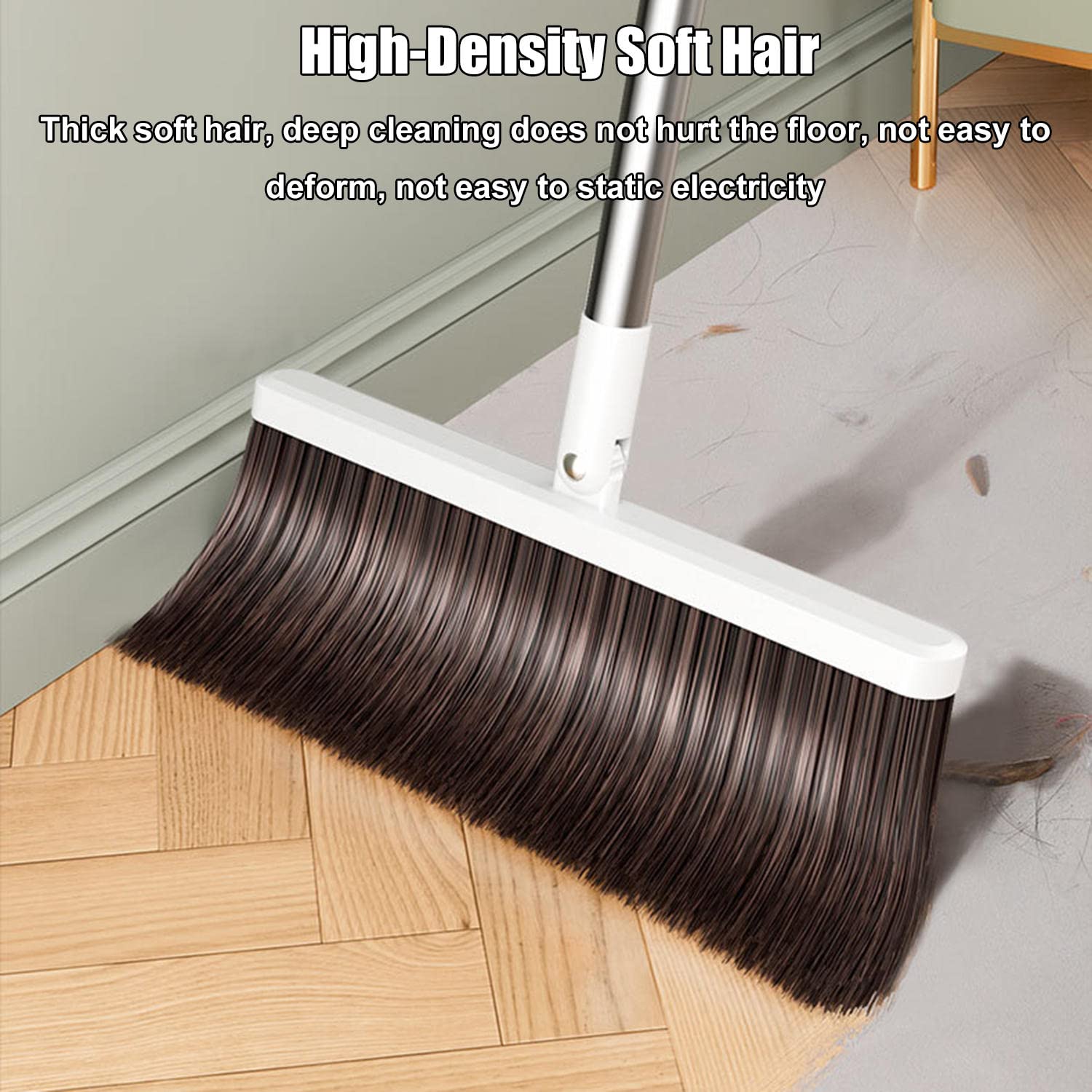 Broom and Dustpan Set, Broom and Dustpan, Broom and Dustpan Set for Home, Kitchen Broom and Dustpan Set, Upright Standing Dustpan and Sweeping Broom Combo, for Office Home Kitchen Lobby Floor Use