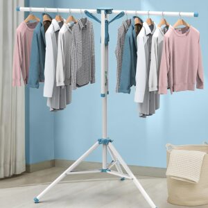 AUGMIRR Clothes Drying Racks, Height-Adjustable 52 Inches Updated Version,Stainless Steel for Indoor Outdoor,Length Adjustable Saves Space,with 20 Windproof Hooks (Tripod Rack, 52")