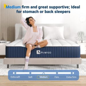 Avenco King Size Mattress. 12 Inch Hybrid King Mattress in a Box with Latex Memory Foam, Medium Firm King Bed Mattresses CertiPUR-US Certified, Motion Isolation