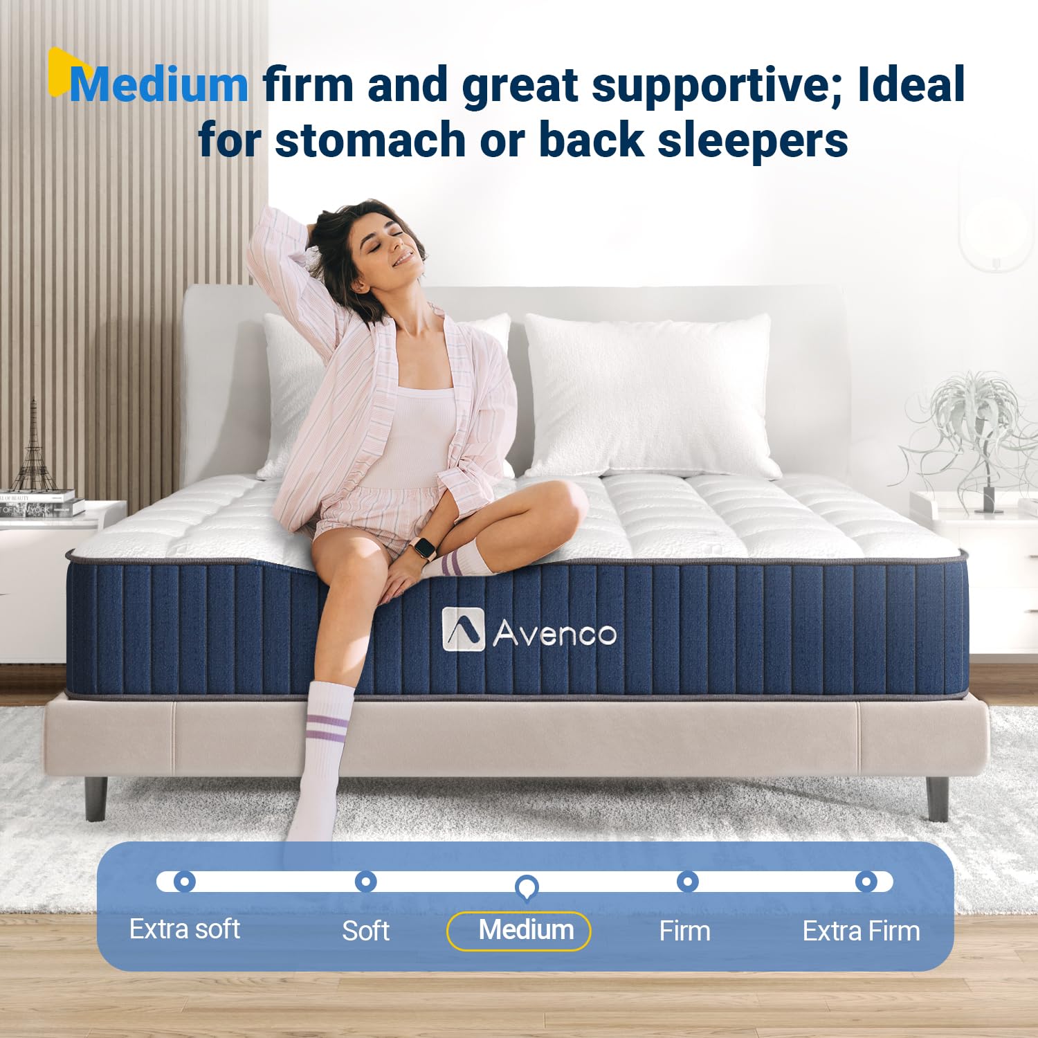 Avenco King Size Mattress. 12 Inch Hybrid King Mattress in a Box with Latex Memory Foam, Medium Firm King Bed Mattresses CertiPUR-US Certified, Motion Isolation