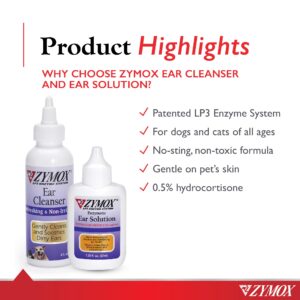 PET KING BRANDS Zymox Ear Solution w/ .5% hydrocortisone and Cleanser Bundle