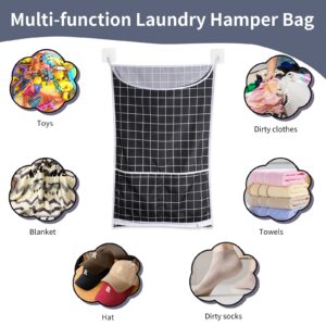 Hanging Laundry Hamper Bag with Adjustable Stainless Steel Door Hooks Best Choice for Holding Dirty Clothes and Saving Space