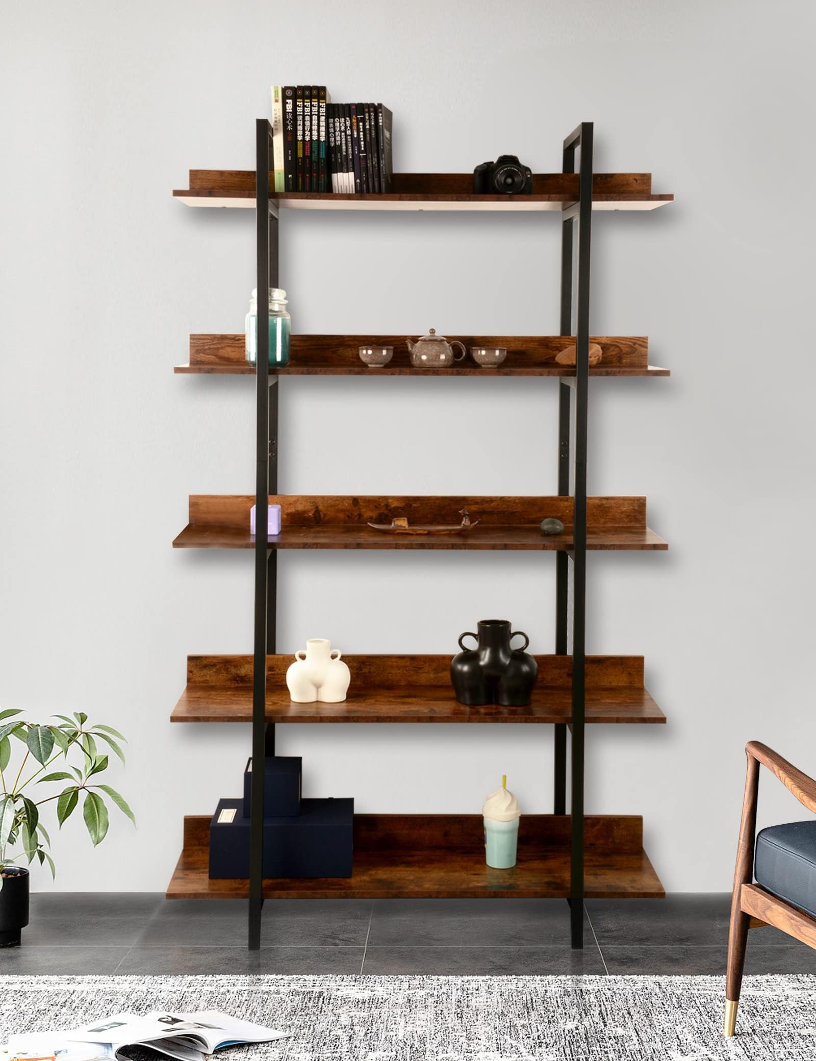 Vocuer 5 Tier Bookshelf Tall Bookcase bookcases and Book Shelves 5 Shelf Bookshelves and bookcases Wide Bookshelf for Bedroom Large Bookshelf Small Open Bookcase Shelf Book case Book Shelf for Office