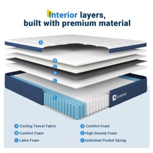 Avenco King Size Mattress. 12 Inch Hybrid King Mattress in a Box with Latex Memory Foam, Medium Firm King Bed Mattresses CertiPUR-US Certified, Motion Isolation