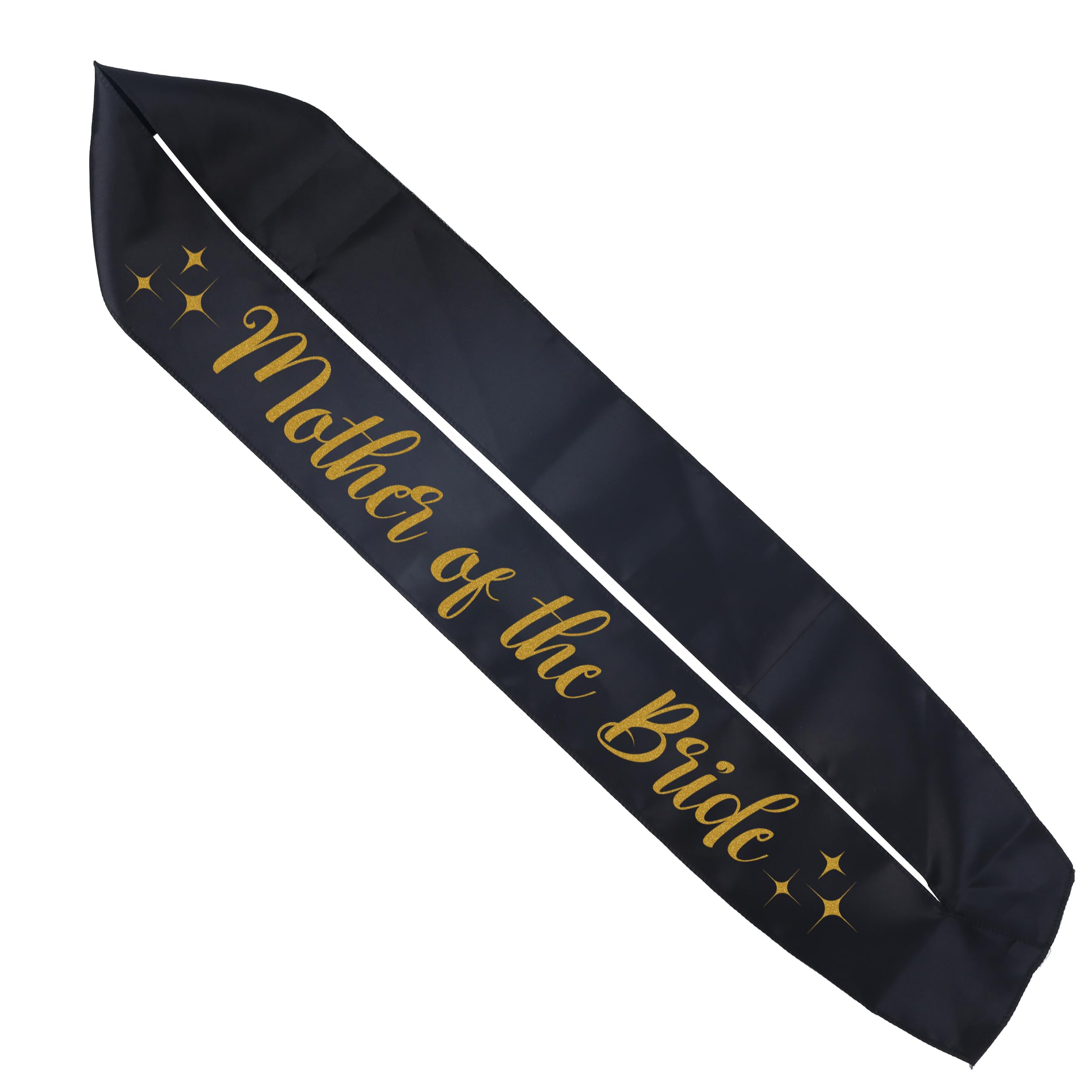 Mother of the Bride Sash - Black & Gold Wedding Sashes | Bridal Shower Bridesmaids Set Ceremony Decorations Groom Women Supplies Tribe Favors Gifts Wedding Party Accessories Brides Gift Favor Decor