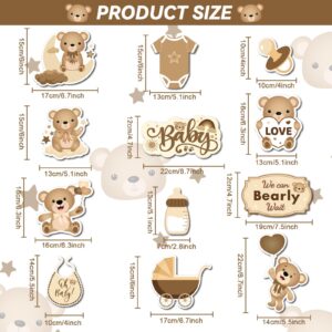 54Pcs Neutral Bear Baby Shower Party Hanging Swirls Cream Bear We Can Bearly Wait Nude Teddy Foil Ceiling Swirls Decor Boho Brown Bear Kids Birthday Gender Reveal Wedding Bridal Shower Party Supplies