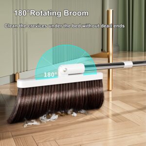 Broom and Dustpan Set, Broom and Dustpan, Broom and Dustpan Set for Home, Kitchen Broom and Dustpan Set, Upright Standing Dustpan and Sweeping Broom Combo, for Office Home Kitchen Lobby Floor Use