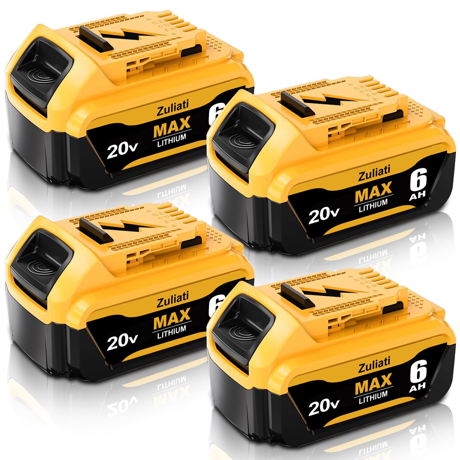 Zuliati 4 Packs Replacement for Dewalt 20v Battery 6.0Ah DCB206,Compatible with Dewalt 20V MAX Battery DCB204 DCB203 DCB200-2 DCB201 DCB180 DCD985B for Dewalt 20 Volt DCD/DCF/DCG Series(Orange)