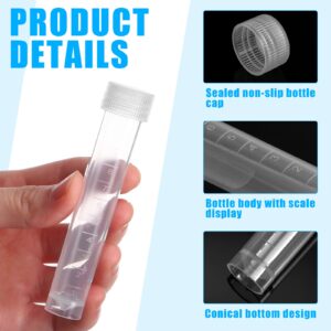 Kanayu 100 Pcs 10ml Plastic Test Tubes with Lids Vial Seal Cap Container Small Storage Tubes with Caps Clear Test Lab Tubes with Silicone Sealing Ring for Science Experiments Sample Water Liquid