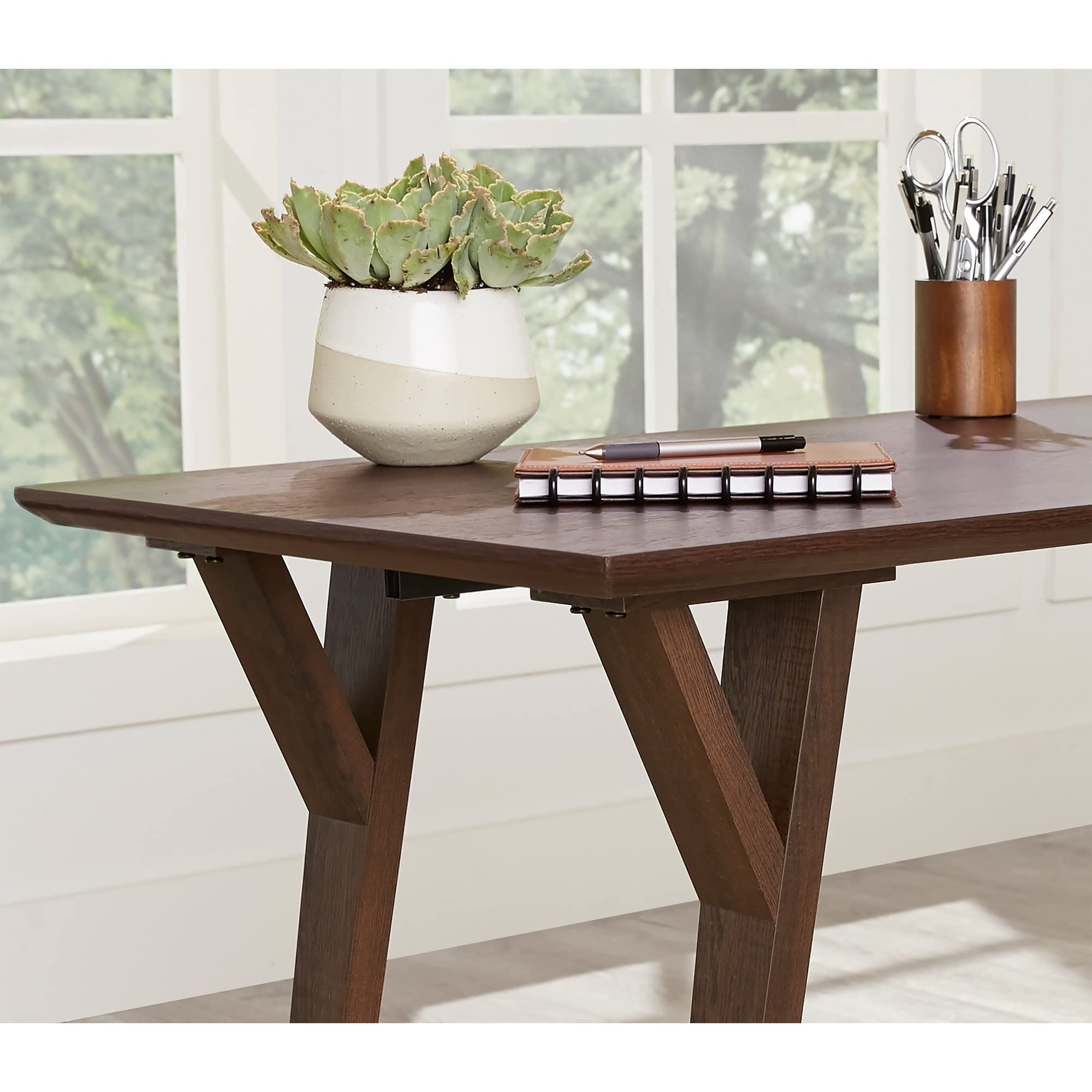 Realspace® Trezza 62"W L-Shaped Computer Desk, Warm Walnut