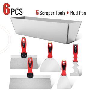 Bates- Drywall Knife Set, 6pcs, Drywall Tools Finishing, Drywall Mud Pan, Spackle Tool, Drywall Finishing Tools, Drywall Mud Tools, Putty Knife Set, Putty Knives, Drywall Pan