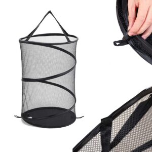 Kamuavni Pop Up Laundry Basket Round Mesh Dirty Clothes Basket Clear Net Laundry Pop Up Circular Collapsible Round Mesh Laundry Baskets 15.7 * 24inch