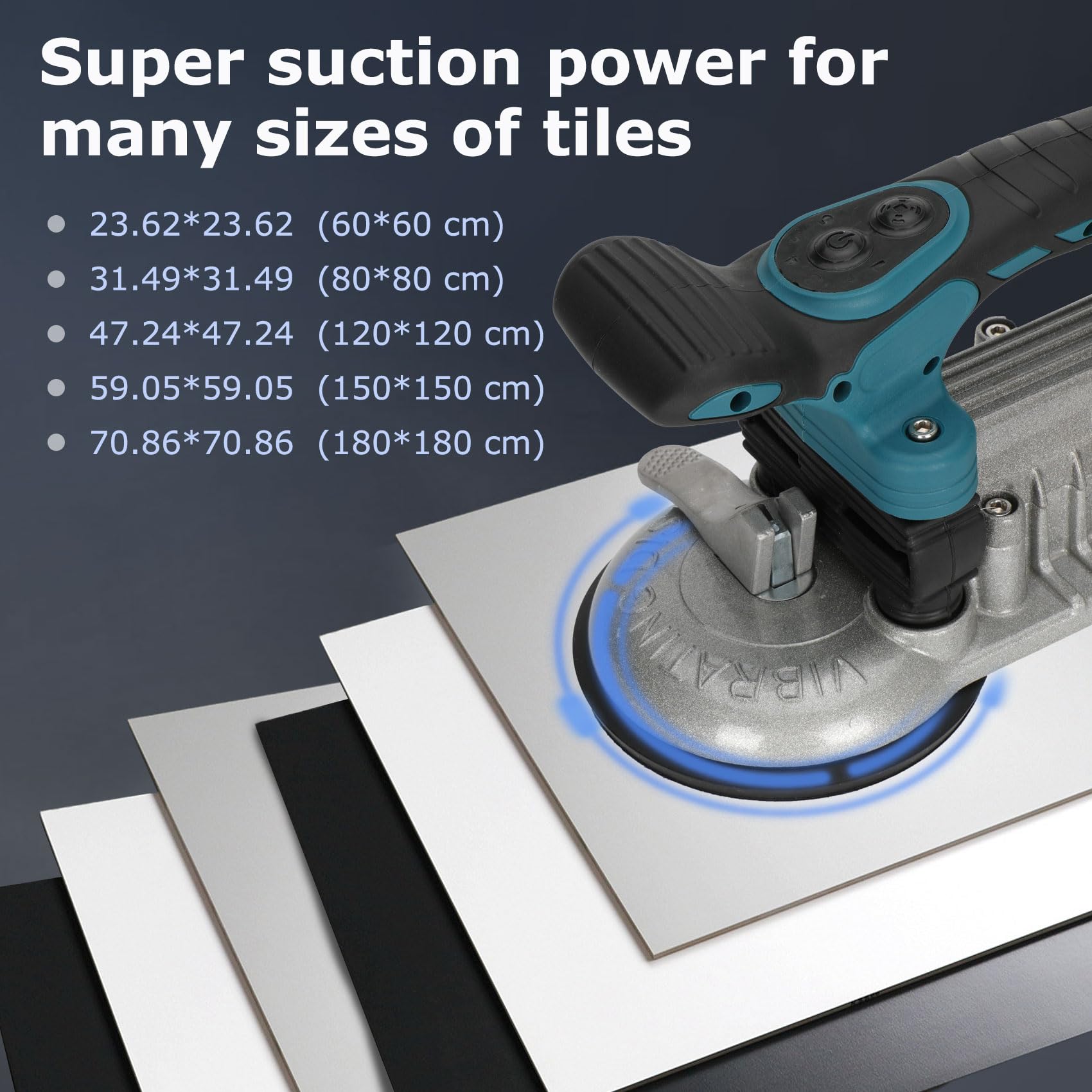 Tile Installation Tool Vibration Machine-Double Suction Cup Handheld Automatic Tiling Vibrator for Laying, Electric Tile Vibrator Tools 6 Speeds Adjustable 21V 12000mAh 24000r/min