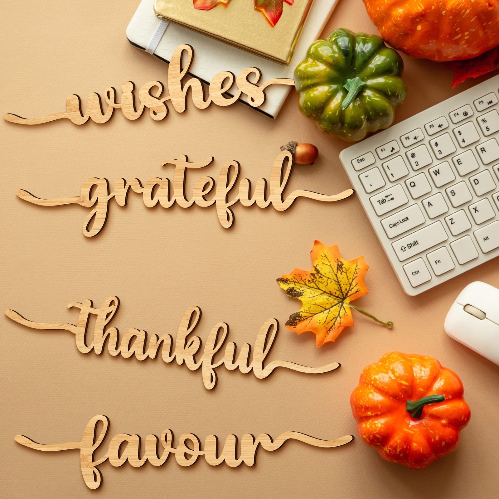 12 Pieces Thanksgiving Wood Word Cutout Thankful Plate Signs Grateful Blessed Gather Sign Thanksgiving Place Sign Thankful Plate Cutout Thanksgiving Sign for Table Home Dinner Party