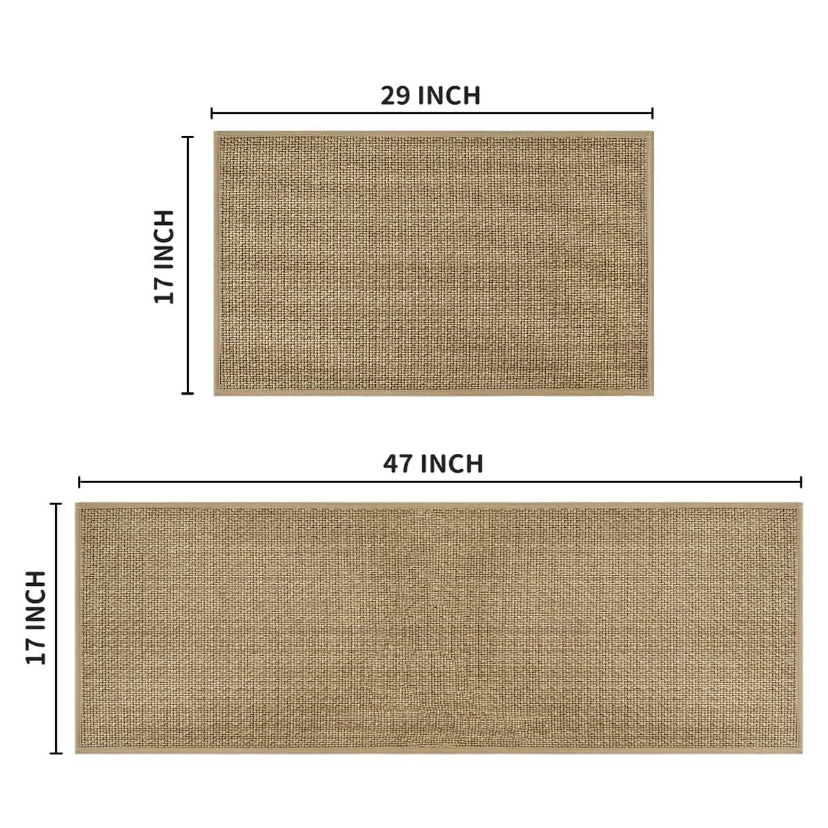 Artoid Mode Washable Non Slip Kitchen Rugs and Mats Set of 2, Rubber Backing Absorbent Kitchen Mats for Floor Front of Sink - 17x29 and 17x47 Inch