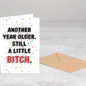 Emily gift Another Year Older. still A Little Bitch Card - Brother Sister Birthday Card - Funny Birthday Card - Sister Birthday Card - Birthday Card For Sibling