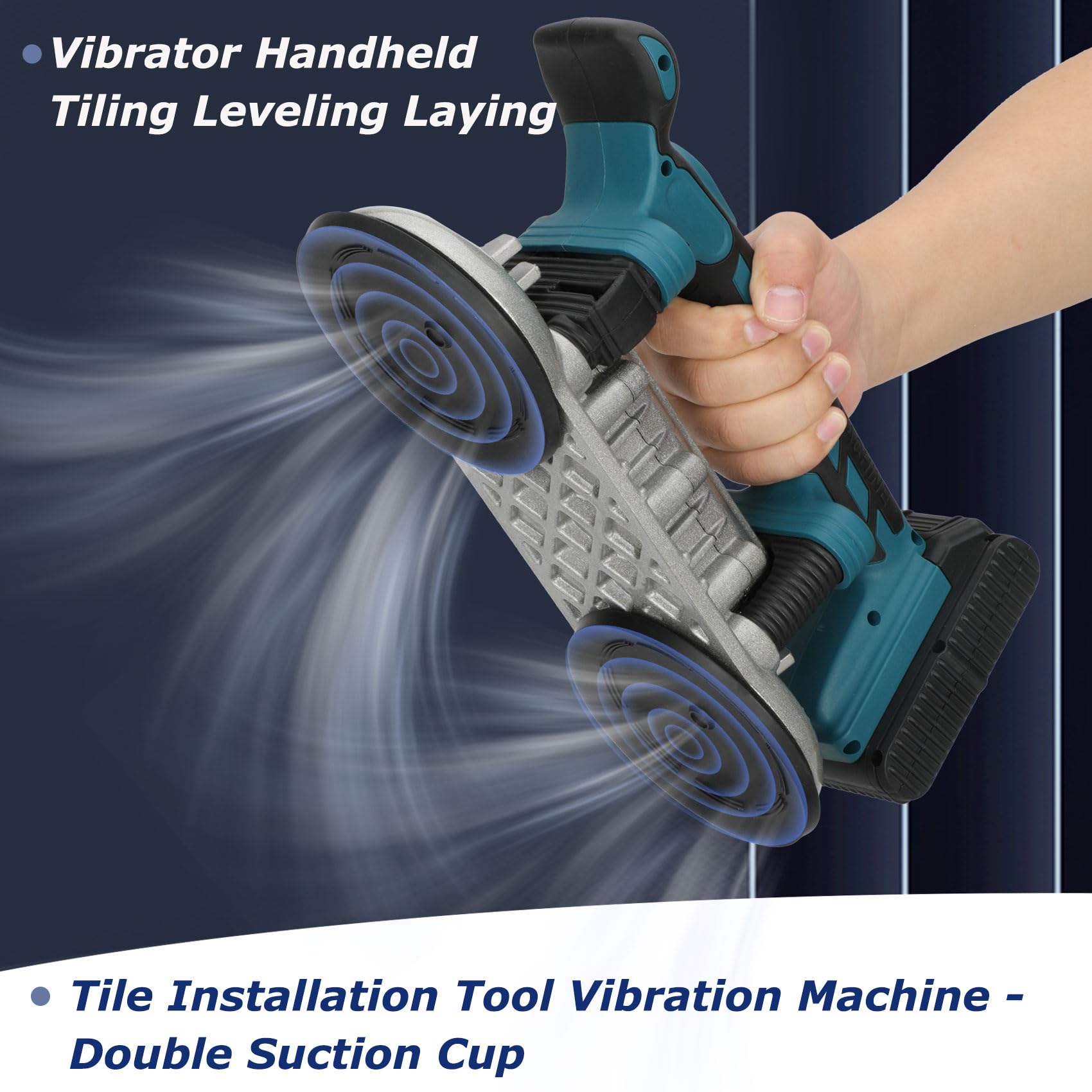 Tile Installation Tool Vibration Machine-Double Suction Cup Handheld Automatic Tiling Vibrator for Laying, Electric Tile Vibrator Tools 6 Speeds Adjustable 21V 12000mAh 24000r/min