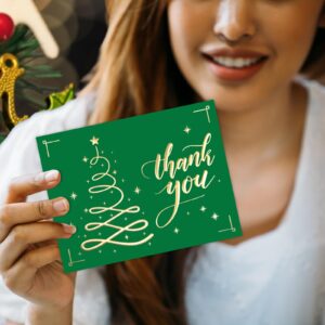 24 Pack Christmas Foil Thank You Cards and Envelopes Blank Inside Christmas Greeting Note Cards Party Supply