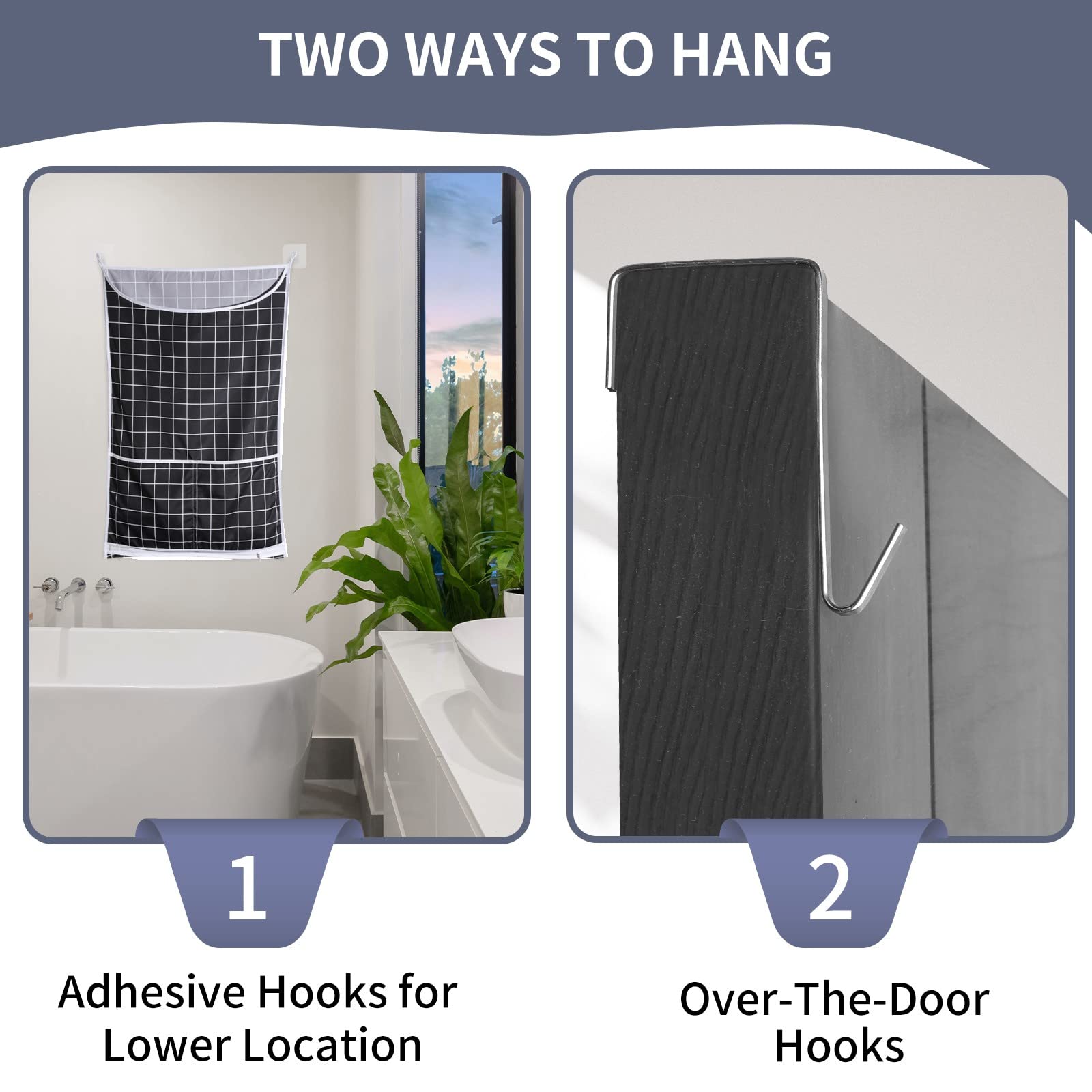 Hanging Laundry Hamper Bag with Adjustable Stainless Steel Door Hooks Best Choice for Holding Dirty Clothes and Saving Space