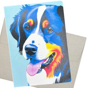 groomers margins bernese mountain dog birthday card (1 premium card, 5x7 inch) blank inside for all occasions like retirement or belated birthday wishes - 119