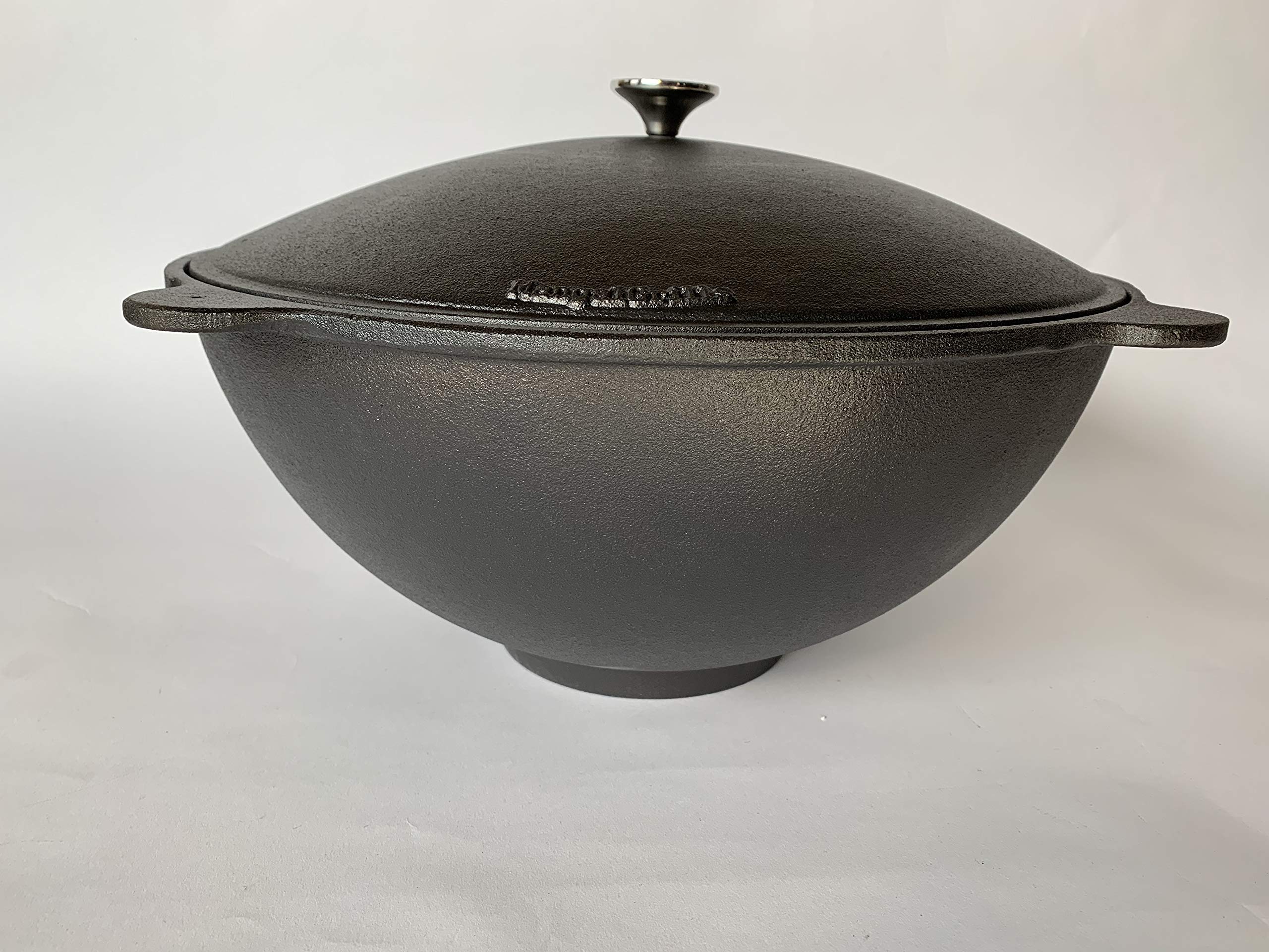 MangalGrills Kazan Cast Iron Cauldron Qazan Qozon Caldero Kadai Plov Pilaf Shorpa Uzbek Wok (15L-4Gal)