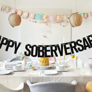 Happy Soberversary Banner, Happy Sober Anniversary Decorations, Happy Sobriety, Perfect for the Celebration of Lengths of Sobriety and Recovery Birthdays Black Red Glitter