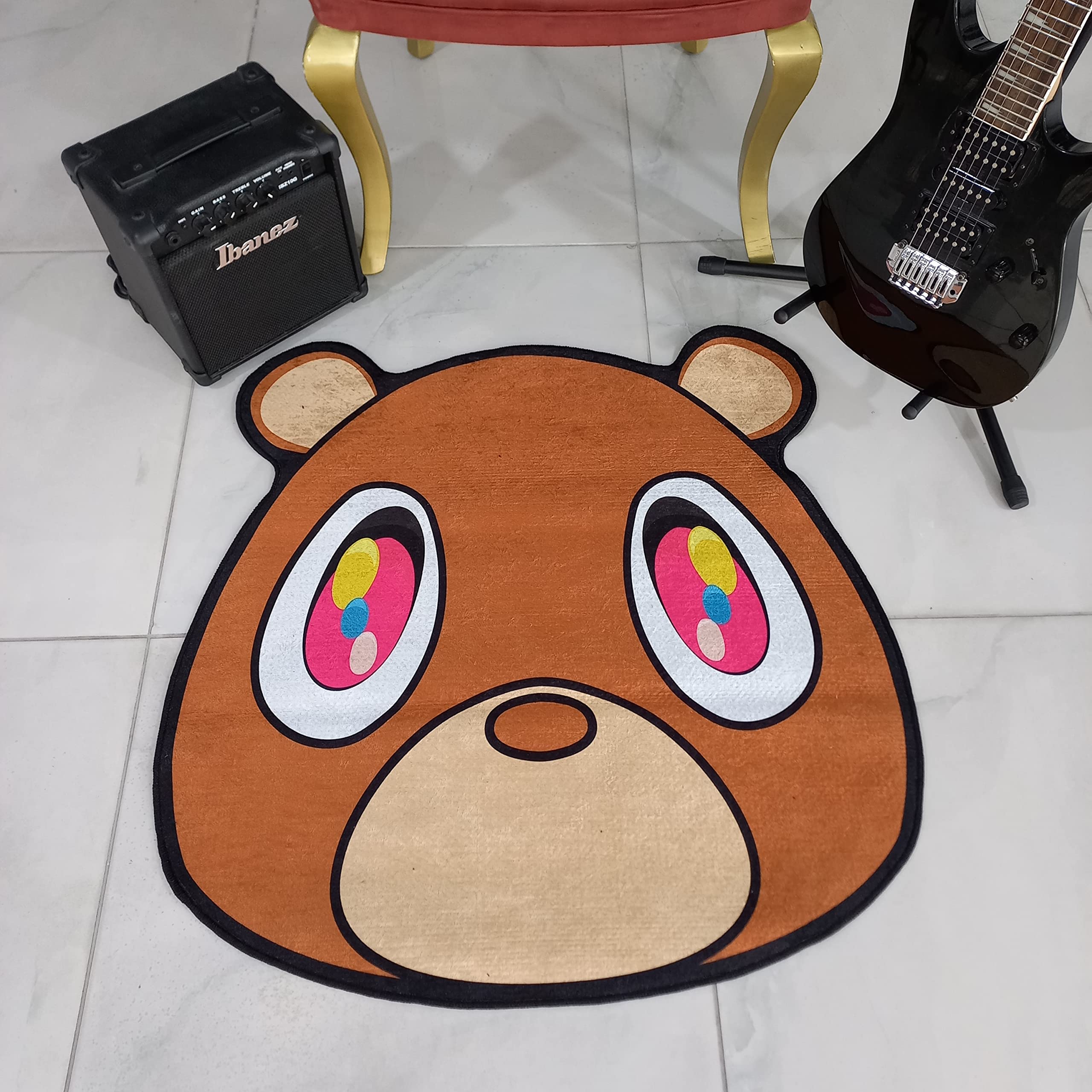 Rugendary Graduation Bear Rug LGBTQ Decorations Bear Head Shaped Carpet Hip Hop Lover Gift Mat Popular Music Room Decor Very Soft Thick Rug (Economic Quality, 2x2 ft.)