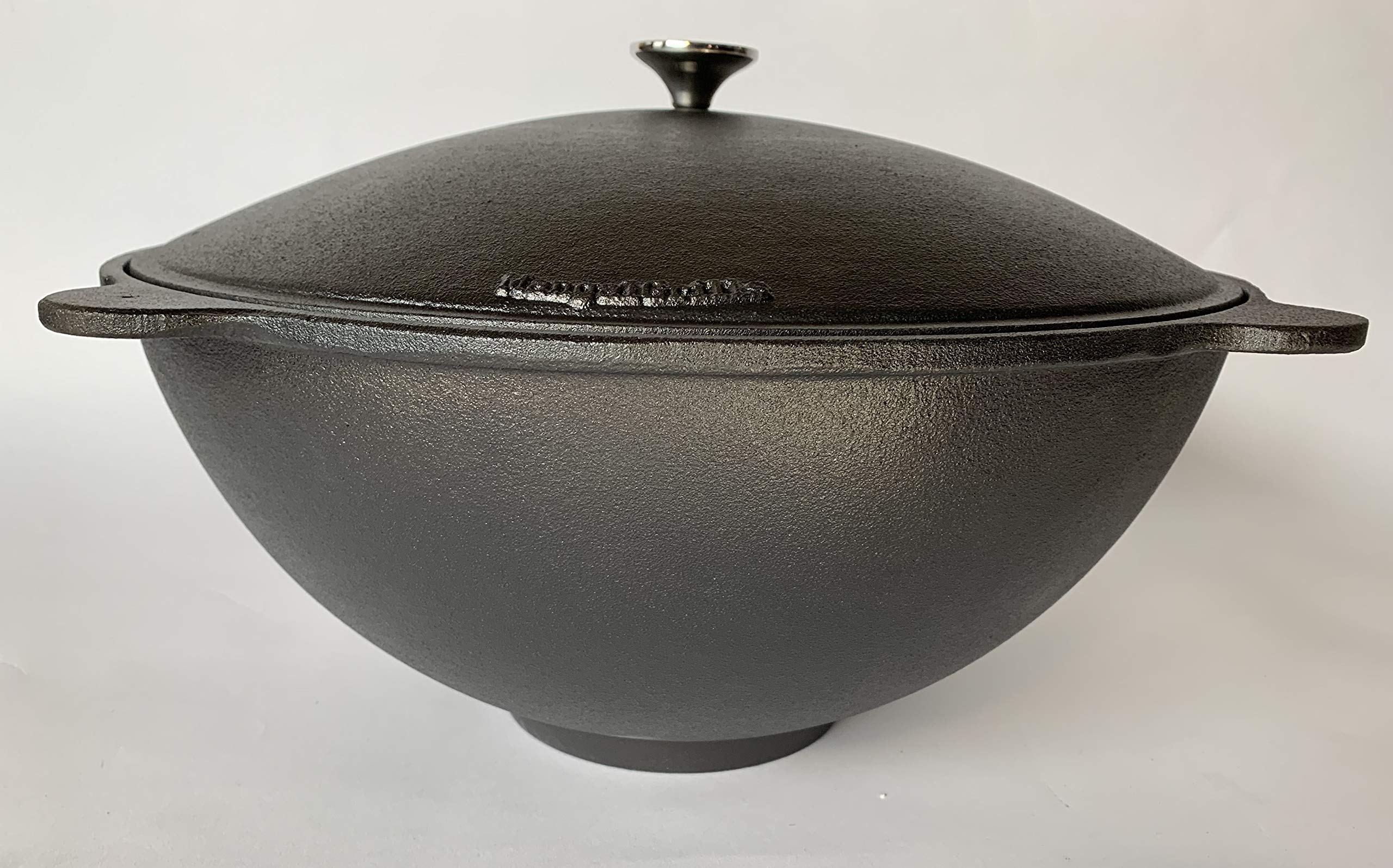 MangalGrills Kazan Cast Iron Cauldron Qazan Qozon Caldero Kadai Plov Pilaf Shorpa Uzbek Wok (15L-4Gal)