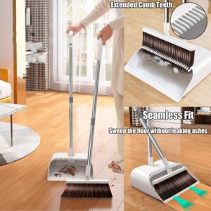 Broom and Dustpan Set, Broom and Dustpan, Broom and Dustpan Set for Home, Kitchen Broom and Dustpan Set, Upright Standing Dustpan and Sweeping Broom Combo, for Office Home Kitchen Lobby Floor Use