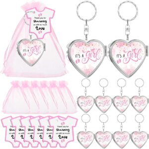 wesiti 108 pcs baby shower favors 36 heart shaped mirrors keychain thank you tags 36 organza bags for baby shower